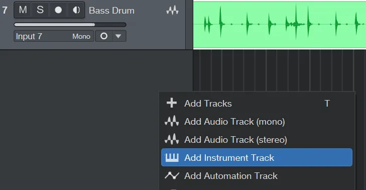 Add instrument track