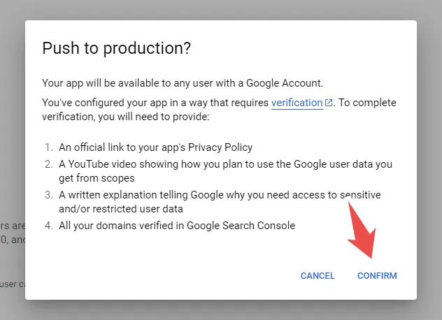 Confirm Push to Production