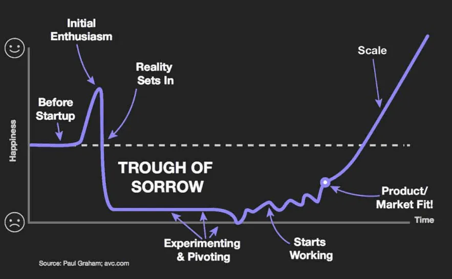 Cover image for 📈📉 The startup happiness curve