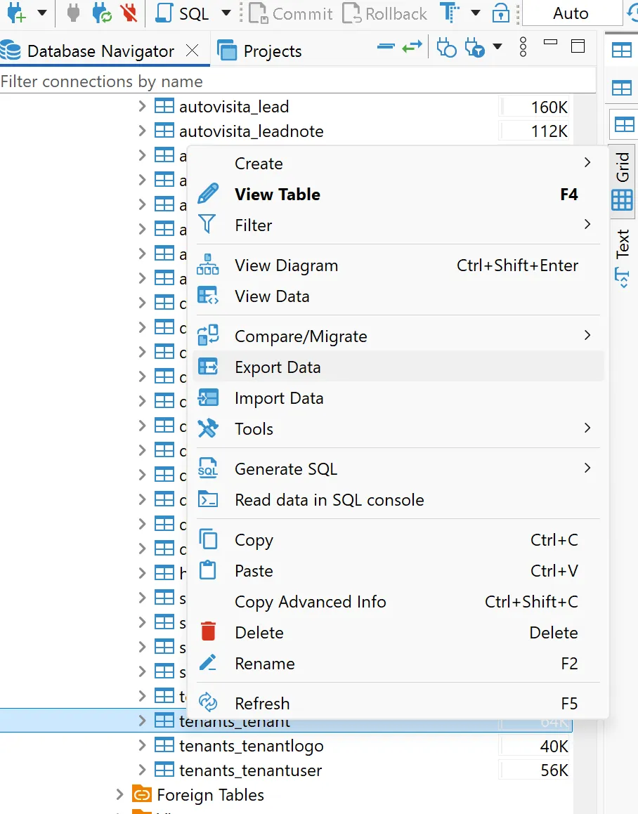 export data
